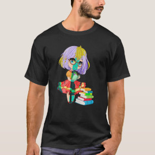 Niedliche Chibi Gacha Style Mode Lesemödchen mit B T-Shirt