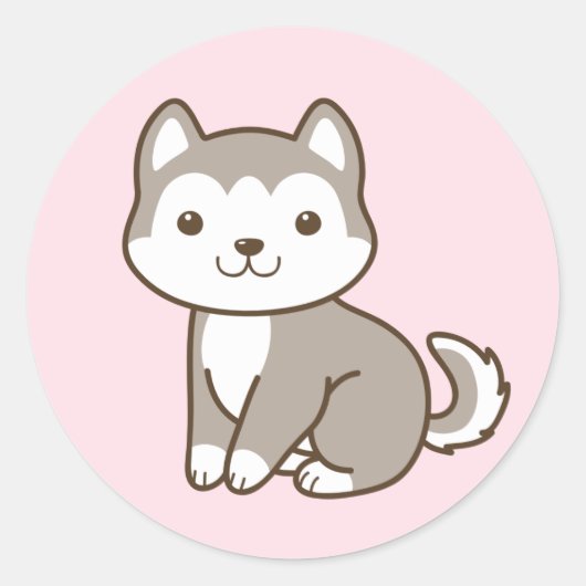 Niedliche Chibi Husky Welpe Doppy Stickers (Vorderseite)