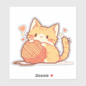 Niedliche Chibi Katze mit Garn - Adorabel Aufkleber (Blatt)