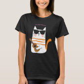 Niedliche Chibi-Katze mit Guitar Funny-Geschenk T-Shirt (Vorderseite)