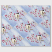 Niedliche Chickade mit Berries Wasserfarbener Voge Geschenkpapier (Flach)