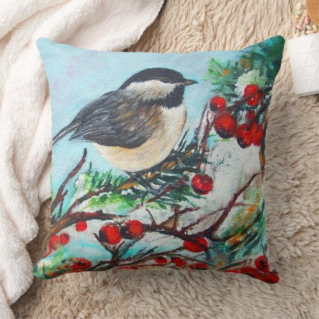 Niedliche Chickadee Bird Art Collection Kissen (Decke)
