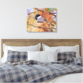 Niedliche Chickadee Bird Fotografy Art Leinwanddruck (Insitu (Schlafzimmer))
