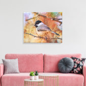 Niedliche Chickadee Bird Fotografy Art Leinwanddruck (Insitu (Wohnzimmer))