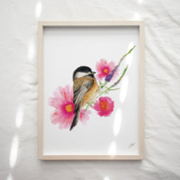 Niedliche Chickadee Bird Kunstdruckerei Poster