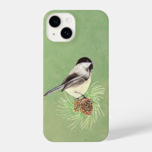 Niedliche Chickadee Bird Pine iPhone Hülle (Rückseite)