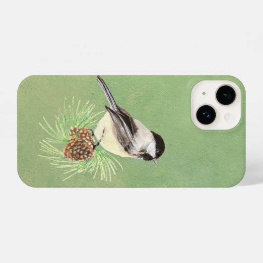 Niedliche Chickadee Bird Pine iPhone Hülle (Rückseite (Horizontal))