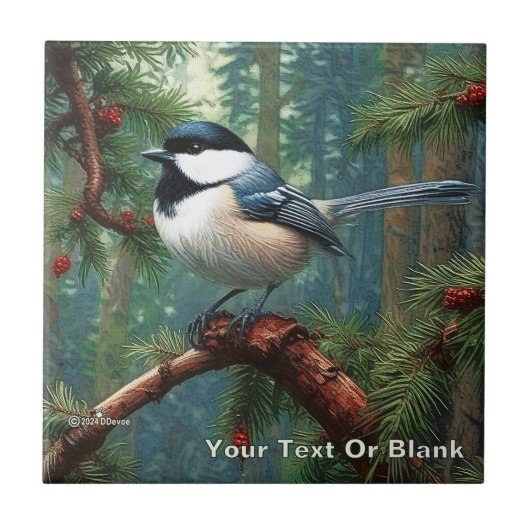 Niedliche Chickadee Fliese (Vorderseite)