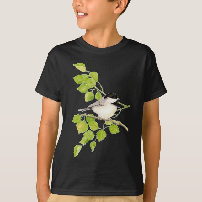 Niedliche Chickadee in Poplar, Bird, Tree, Nature T-Shirt (Vorderseite)