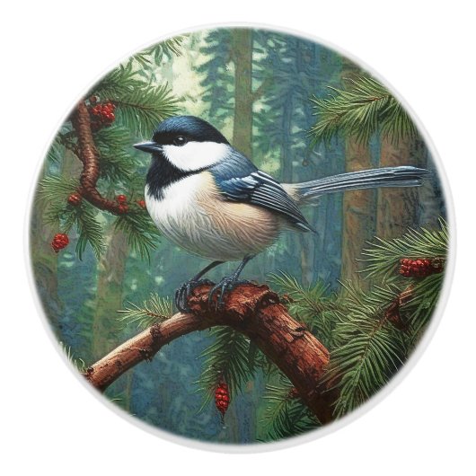 Niedliche Chickadee Keramikknauf (Vorderseite)