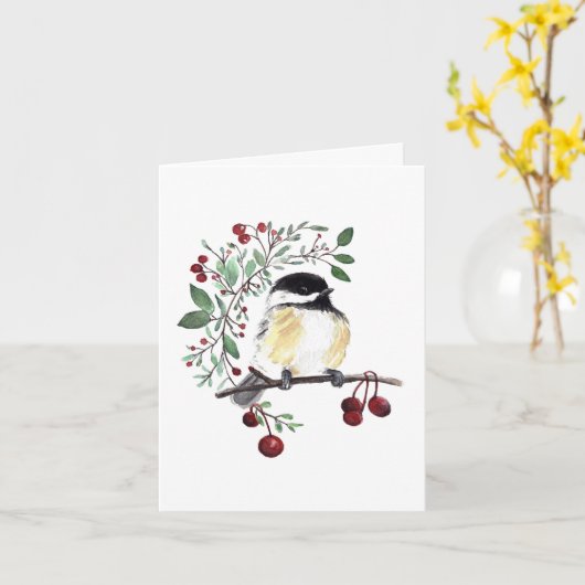 Niedliche Chickadee-Malerei Karte (Gelbe Blume)