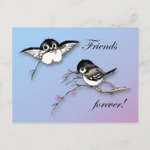 Niedliche Chickadee Postcard Freunde für immer Postkarte