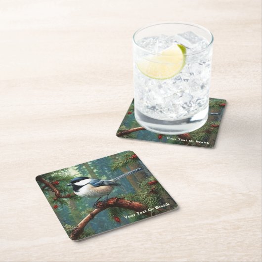 Niedliche Chickadee Rechteckiger Pappuntersetzer (Vor Ort)