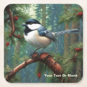 Niedliche Chickadee Rechteckiger Pappuntersetzer (Vorderseite)
