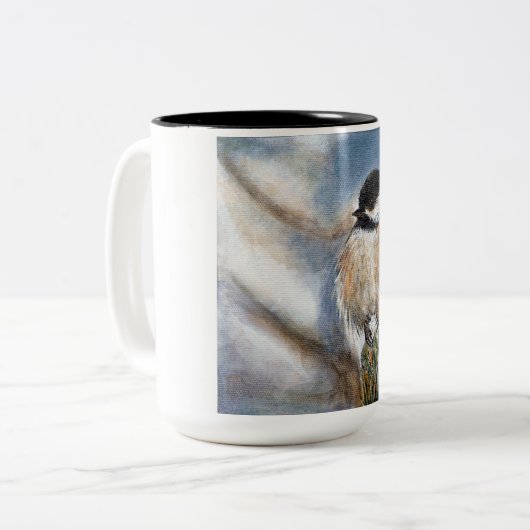 Niedliche Chickadee-Tasse Zweifarbige Tasse (Vorderseite Links)