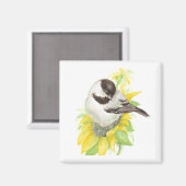Niedliche Chickadee, Vögel, Sonnenblumen, Garten,  Magnet (Vorderseite/Rückseite)