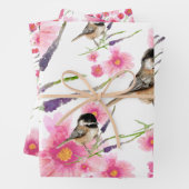 Niedliche Chickadee Wasserfarbenflora Geschenkpapier Set (Beispiel)