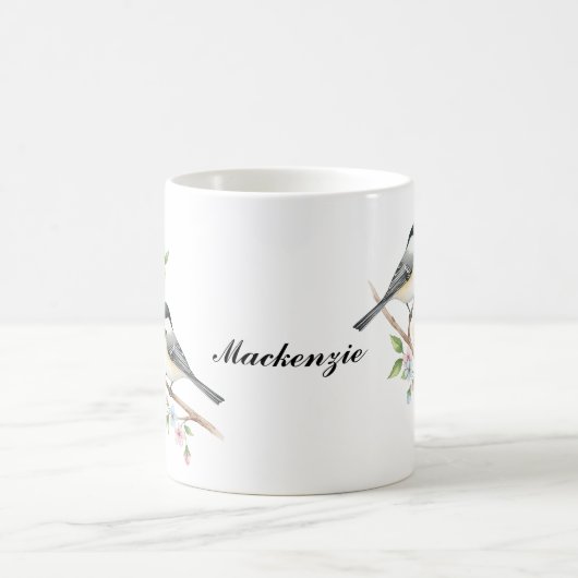 Niedliche Chickaden auf dem Individuelle Name der  Kaffeetasse (Mittel)