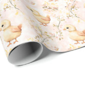 Niedliche Chicks Pastell Farmhouse Wrapping Paper Geschenkpapier (Rolleneckpunkt)