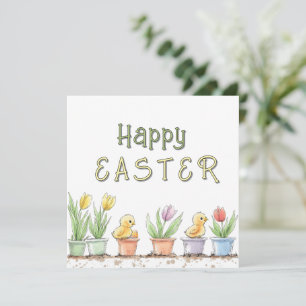 Niedliche Chicks Wasserfarbenfrohe Ostern Feiertagskarte