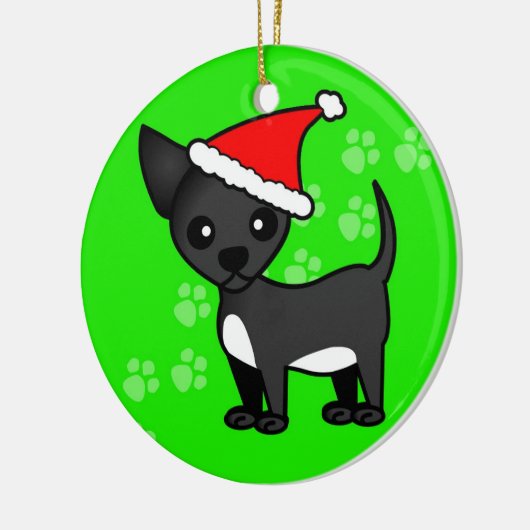 Niedliche Chihuahua-Cartoon-Weihnachtsmannmütze - Keramikornament (Links)