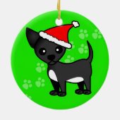 Niedliche Chihuahua-Cartoon-Weihnachtsmannmütze - Keramikornament (Hinten)