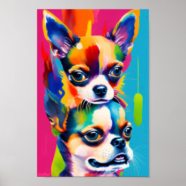 Niedliche Chihuahua-Hunde, buntes Portrait der Dig Poster