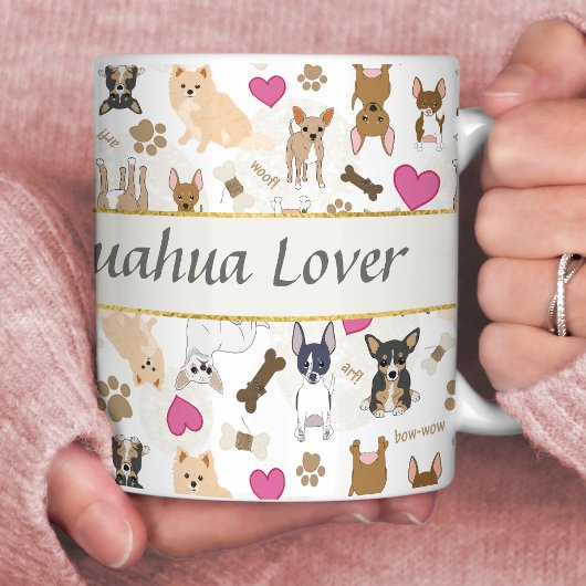 Niedliche Chihuahua-Hunde-Muster Personalisiert Kaffeetasse