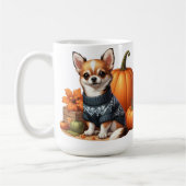 Niedliche Chihuahua im Sweater mit Pumpkins Kaffeetasse (Links)