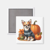 Niedliche Chihuahua im Sweater mit Pumpkins Magnet (Vorderseite/Rückseite)