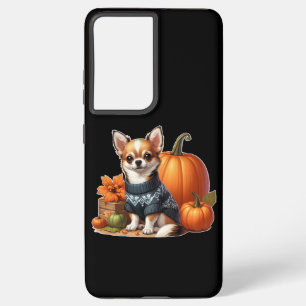 Niedliche Chihuahua im Sweater mit Pumpkins Samsung Galaxy Hülle