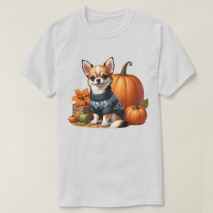 Niedliche Chihuahua im Sweater mit Pumpkins T-Shirt