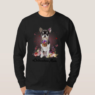 Niedliche Chihuahua Mama Blume Glücklich Muttertag T-Shirt