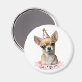 Niedliche Chihuahua mit dem Namen Pink Whimsical D Magnet (Vorderseite/Rückseite)