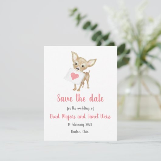 Niedliche Chihuahua-Save the Date-Karte Save The Date (Stehend Vorderseite)