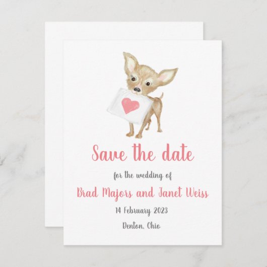 Niedliche Chihuahua-Save the Date-Karte Save The Date (Vorne/Hinten)