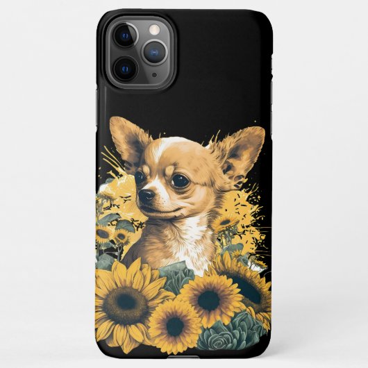 Niedliche Chihuahua Sonnenblume Lover Zeichne Kuns iPhone Hülle (Rückseite)