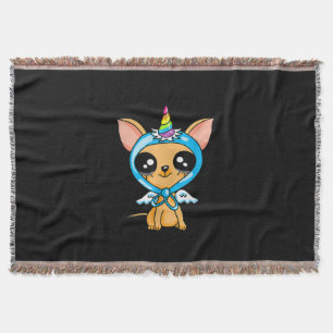 Niedliche Chihuahua Unicorn Welpen Kinder und Hund Decke