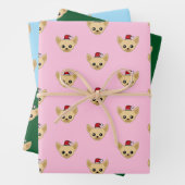Niedliche Chihuahua-Weihnachtsmannmütze Geschenkpapier Set (Beispiel)