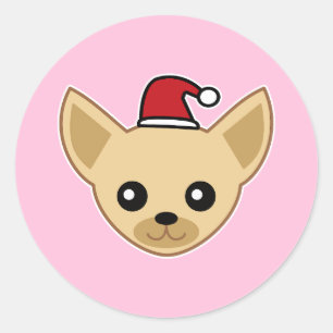 Niedliche Chihuahua-Weihnachtsmannmütze Runder Aufkleber