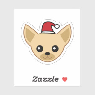 Niedliche Chihuahua Weihnachtsmannmütze Vinyl Stic Aufkleber