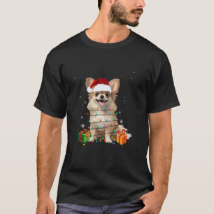 Niedliche Chihuahua Weihnachtsmannmütze Weihnachts T-Shirt