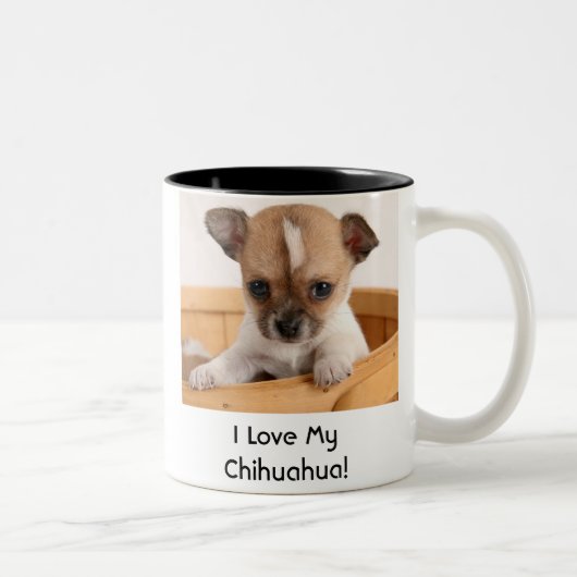 Niedliche Chihuahua-Welpen-Hundekaffee-Tasse Zweifarbige Tasse (Rechts)
