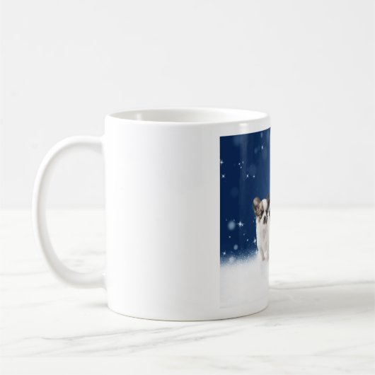 Niedliche Chihuahua Welpen mit Weihnachtsmannmütze Kaffeetasse (Links)