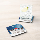 Niedliche Chihuahua Welpen mit Weihnachtsmannmütze Untersetzer (Rechte Seite)