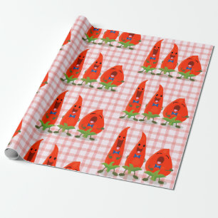 Niedliche Chili-Paprikaschoten Cartoon-Illustratio Geschenkpapier