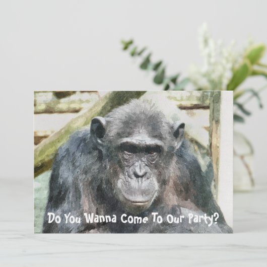 NIEDLICHE CHIMPANZEES EINLADUNG (Stehend Vorderseite)