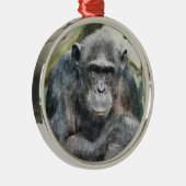 NIEDLICHE CHIMPANZEES SILBERNES ORNAMENT (Rechts)