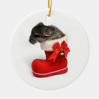 Niedliche Chinchilla im WeihnachtsStrumpf Keramik Ornament