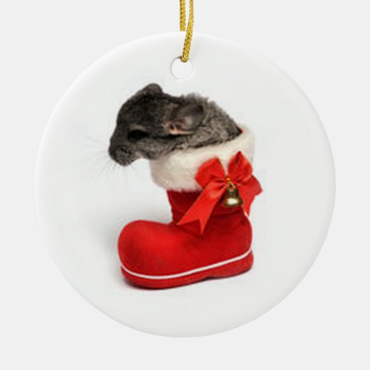 Niedliche Chinchilla im WeihnachtsStrumpf Keramik Ornament (Vorne)
